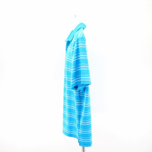 Adidas Puremotion Teal Striped Large Collared Polo Shirt‎ Short Sleeve Polyester - Picture 5 of 12
